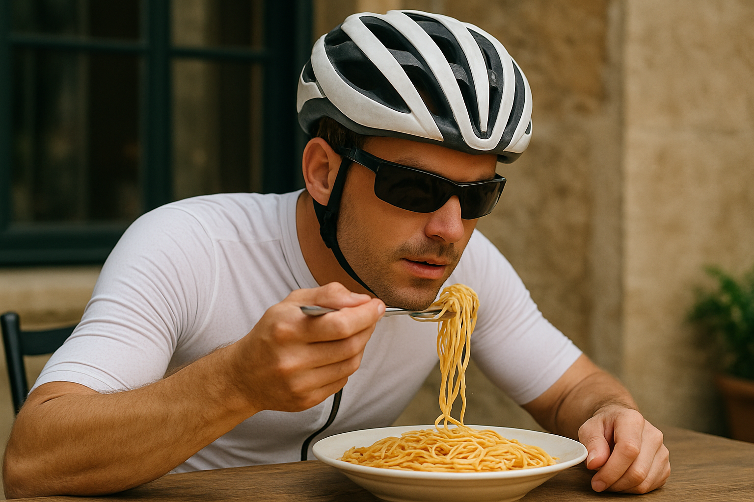 Ciclista comiendo Carga de CH