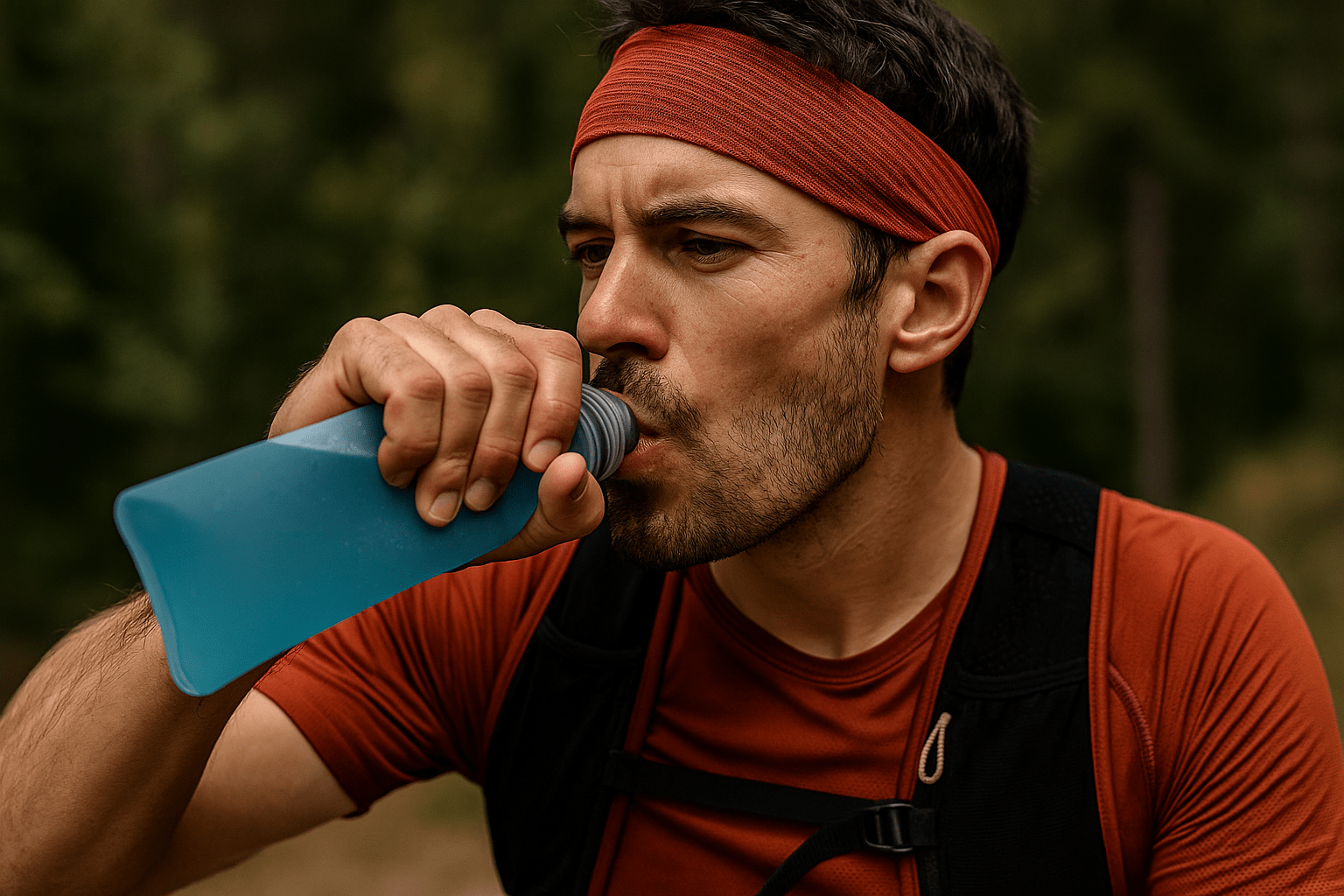 Trail runner bebiendo